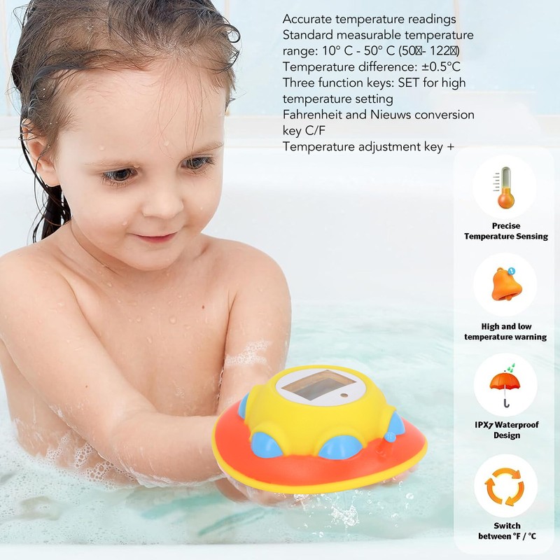 Baby Bath Thermometer Fun Cartoon Flying Disc Waterproof Safety 10℃‑50°C