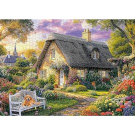 Puzzles for Adults 1000 Pieces - Country Cottage Jigsaw, Hard Jigsaws for Adults with Country House and Flowers