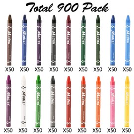 Madisi Crayon Bulk pack, Regular Size, 18 Colors, 900 Count
