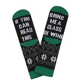 Gnpolo Bring Me Wine Socks for Women Funny Casual Novelty Knit Cotton Tube Crew Ankle Stocking