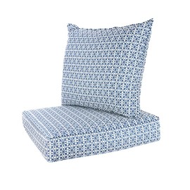 SewKer Outdoor/Indoor 24Lx24W Chair Cushion Set, All Weather Spring/Summer Deep Seat Patio Furniture Replacement Cushions Set(Back and seat) - Ensign Blue