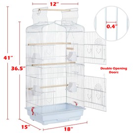 Large Open/Close Play Perch Stand Top Canary Parakeet Cockatiel LoveBird Finch Bird Home Cage with Side Nesting Box Doors