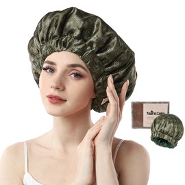 Years calm Silk Bonnet for Sleeping Women & Men, Large Adjustable Unisex Hair Bonnet, Soft Breathable Double-Layer Satin Sleep Cap for Curly Hair, Natural Hair Care Night Caps (Green)