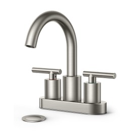 FORIOUS Brushed Nickel Bathroom Faucet 2 Handle, 4 Inch Centerset Bathroom Faucet 2 Hole with Pop-up Dain Stopper and CUPC Supply Line, 4" Centerset Bathroom Sink Faucet Brushed Nickel