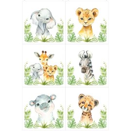 UNIQUE Safari Fabric Panel Set (6 Panels, 12x12in Each), Quilting Panels, Baby Quilt Panels, Safari Cotton Baby Panels, Blanket Panels, Cotton Fabric Panels for Quilting, White