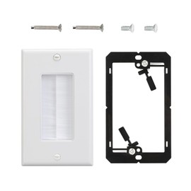 XGGYA Single Gang Wall Plate Cable Pass Through for Low Voltage Wires with Bracket,Single Gang for In-Wall Cable Management,Cord Hider for Wall Mount TV,1 Packs