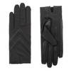 isotoner Women's Spandex Shortie Gloves with Leather Palm Strips, Charcoal,