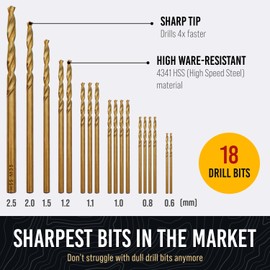 CRAFT911 Pin Vise Hand Drill Manual - Jewelry w/Micro Drill Bits (0.8mm-2.5mm) - Rotary Craft Drill for Jewelry Making, Resin, Wood, Plastic, Miniature, Beads, Clay Etc