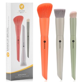 KINGMAS KINGMAS 3Pcs Foundation Brush Contour Concealer Brush Set, Under Eye & Blusher Brush Kabuki Makeup Brushes for Face Blush Bronzer Travel Buffing Stippling Contour Powder Liquid Blending Makeup Brush