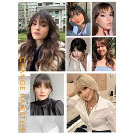 LNERATO Clip in Bangs 100% Real Human Hair Fake Bangs Hair Clip on Bangs for Women Clip in Hair Extensions Fringe Air Bangs Hairpieces for Daily Wear(French Bangs,Light Brown)