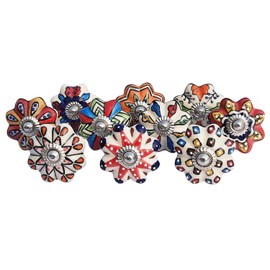 Royal Kraft Vintage Hand Painted Ceramic Pull Knobs for Kitchen Cabinets, Doors and Drawers, Wardrobes, Cupboards (Set of 10) Sknob003
