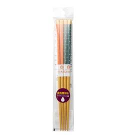Asahi Koyo T-51 Chopsticks Dishwasher-safe, 9.1 inches (23 cm), Pink/Blue, Set of 2, Made in Japan, Wooden, Tip Corner Wood Grain Dots