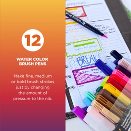 SAKURA Koi Coloring Brush Pens - Watercolor Brush Pen Set - Assorted Colors - 12 Pack