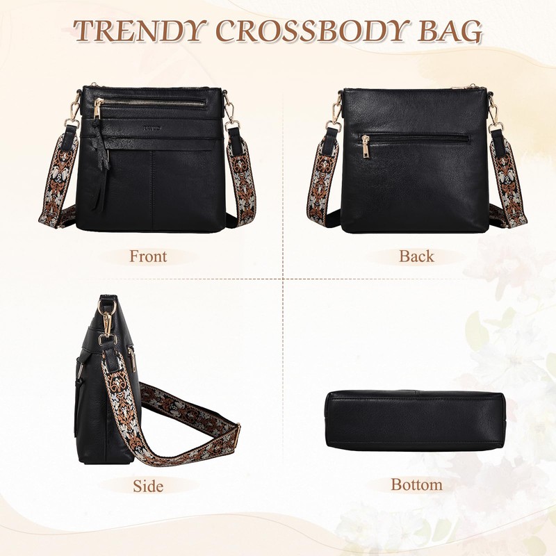 RAVUO Crossbody Bags for Women, Designer Soft Faux Leather Shoulder