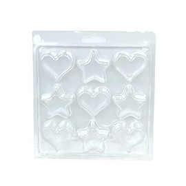 LiveMoor Wax Melt Clamshells/Packaging - Packs of 10 (9 Cavity Star and Heart Clamshell (LM-016))