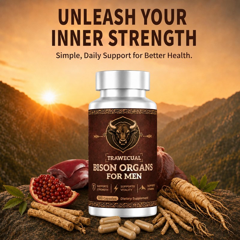 19-IN-1 Primal Bison Organs Supplement for Men, 100 Capsules, Grass‑Fed