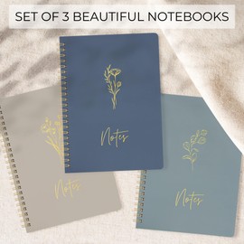 ZICOTO Aesthetic Spiral Notebook Set of 3 For Women - Cute College Ruled 8x6 Journal/Notebook with Large Pockets And Lined Pages - Perfect Supplies to Stay Organized at Work or School