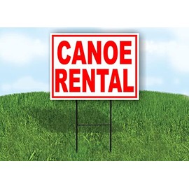 CANOE RENTAL RED WHITE - Double Sided Yard Sign ROAD SIGN with Stand