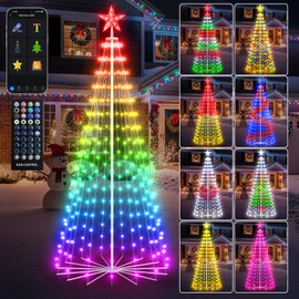 9FT Smart Christmas Cone Tree App Control DIY Color Changing Prelit LED Outdoor Christmas Tree Decorations Light Show, Waterproof Magical Large Xmas Tree with RemoteTimer for Yard Outside