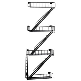 COEAYO Fire Escape Wall Shelf - 4-Tier Trinket & Action Figure Display with Screwdriver & Screws, Unique Rustic Floating Action Figure Display for Bathroom & Living Room & Home Decor (4 Tier, 1)