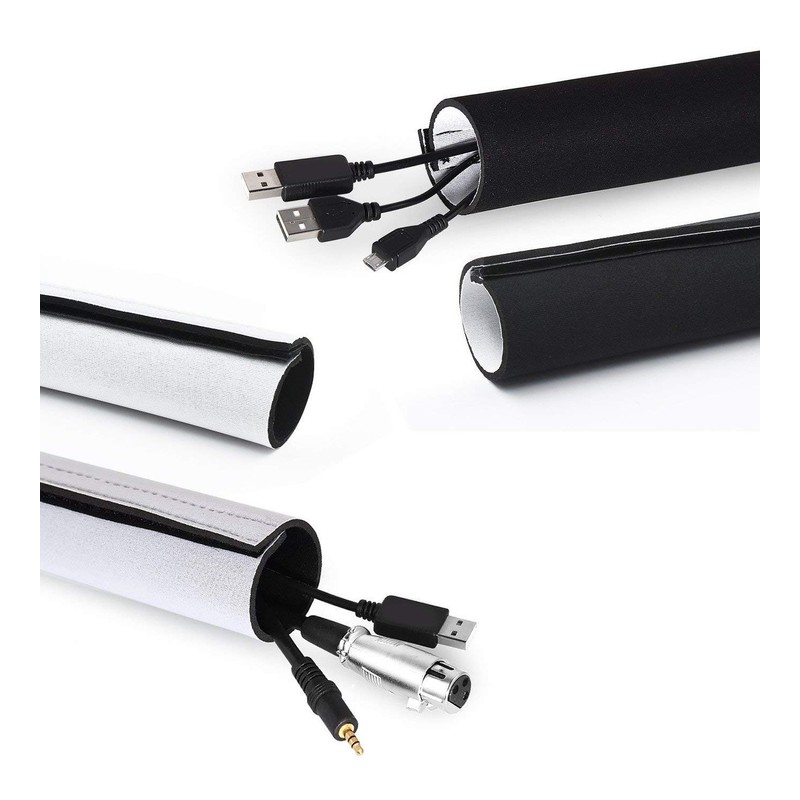 10cm Wide Cable Management Sleeve, Flexible Neoprene Cable Tidy Tube