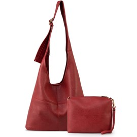 Montana West Hobo Bags Purse for Women Ultra Soft Foldable Shoulder Slouchy Handbags with Coin Purse, Classic-red