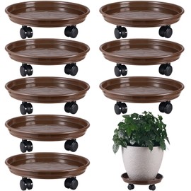 8 Packs 12 Inches Plant Caddy with PU Wheels Large Rolling Plant Stands Plastic Plant Roller Base Pot Movers Planter Saucer on Wheels Indoor Outdoor Wheeled Plant Dolly Planter Tray Coaster