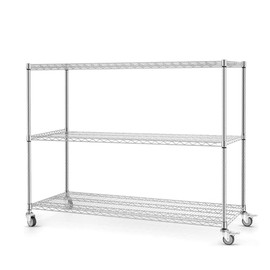 OUPES 3-Tier Storage Shelves Metal Wire Shelving Unit with Wheels, 1984LBS Weight Capacity Heavy Duty Adjustable Shelves for Garage Storage Rack Pantry Shelf Commercial Shelving, 51" H*35''W*24" D