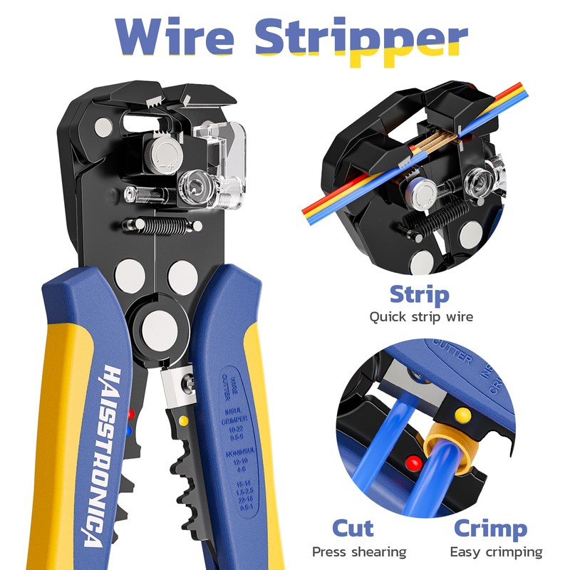 haisstronica Wire Stripper and Crimping Tool,AWG 24-10 Automatic Stripper Tool