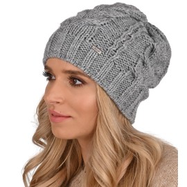 Alur EKO Women's Beanie Winter Hat Knitted Hat - Warm Elastic Elegant Winter Hat EKO - Soft Yarn Stylish Universal Warm (Grey), gray