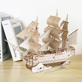 comfoyar 3D Puzzle Sailing Ship, Wooden Model Kits for Adults to Build, DIY Construction Craft Kits, Home Decor and Christmas Birthday Valentine Gifts for Men Women