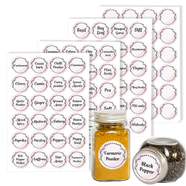 Pack of 96 Spice Stickers Labels for Jars and Bottles (30 mm) Spice Jar Labels Pre Printed Food Labels Stickers for Jars Seeds and Seasoning Containers Packwith®