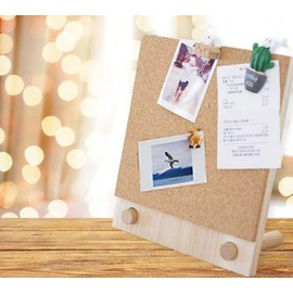 Primst Desktop Cork Board with Stand, Wood Bulletin Board Hanging Message Memo Picture Board for Home Office Decor