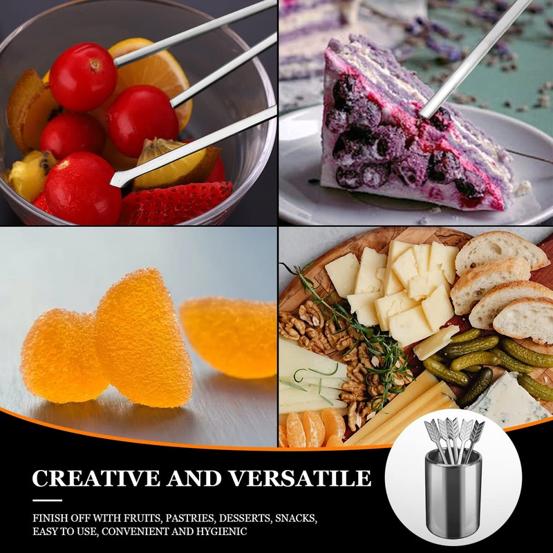 DOERDO Decor Cocktail Picks Stainless Steel Fruit Toothpicks Sandwich Appetizer