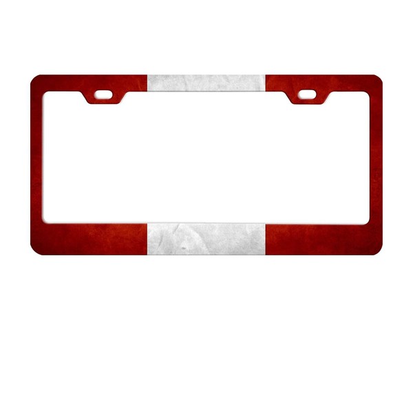 Peru Flag License Plate Frame Frosting Red and White Anti-Rust