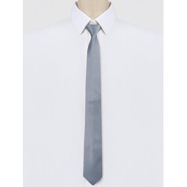 Allegra K Men's Skinny Pretied Solid Colour Zip Ties Neck Adjustable Strap Wedding Groom Tie, gray