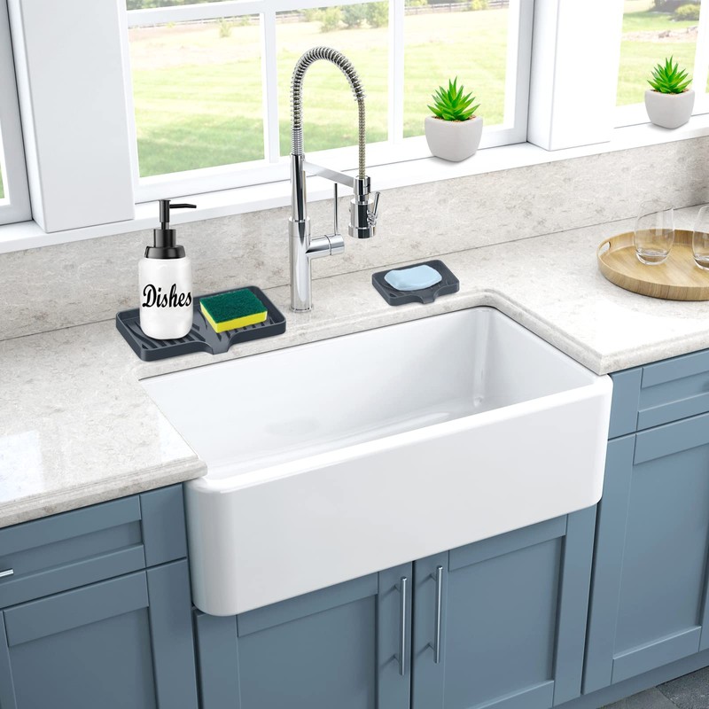 Silicone Sponge and Soap Holder, Self Draining Kitchen Caddy Sink