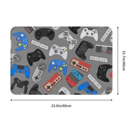 Jbofyee Video Game Controller Grey Bath Mat Non-Slip Soft Microfiber Bathroom Rugs Washable Bathmat, Carpet Rug Entryway Decor for Tub Shower Room Floor, 24x16 Mat