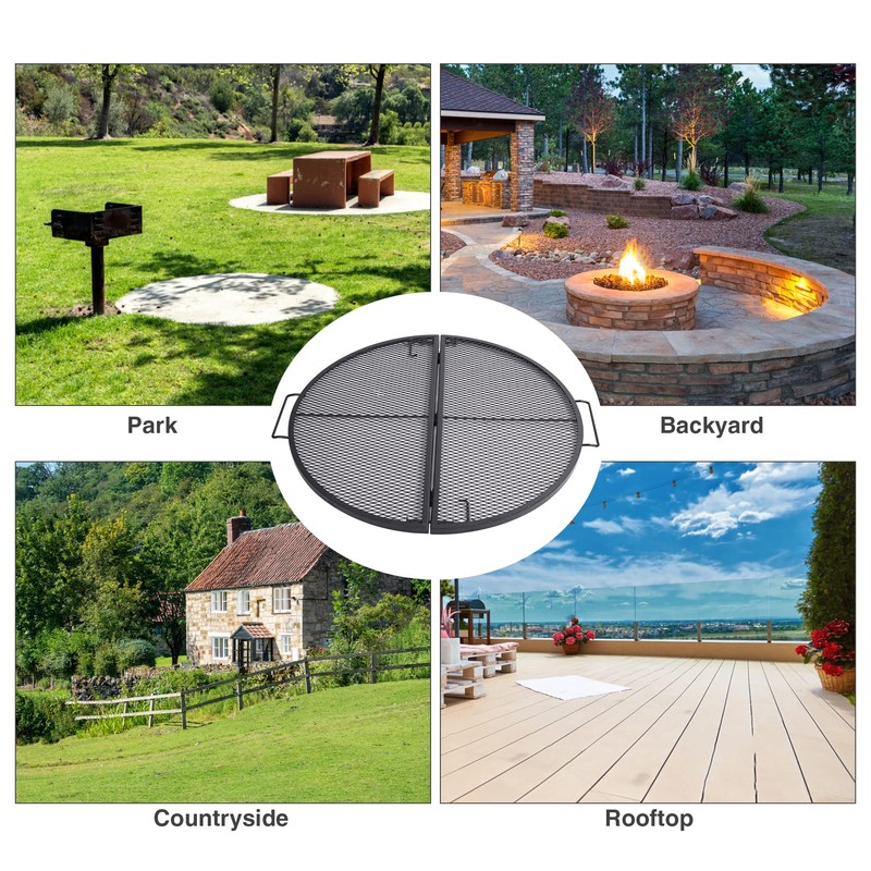 Lineslife X-Marks Fire Pit Cooking Grill Grates Portable, Heavy Duty