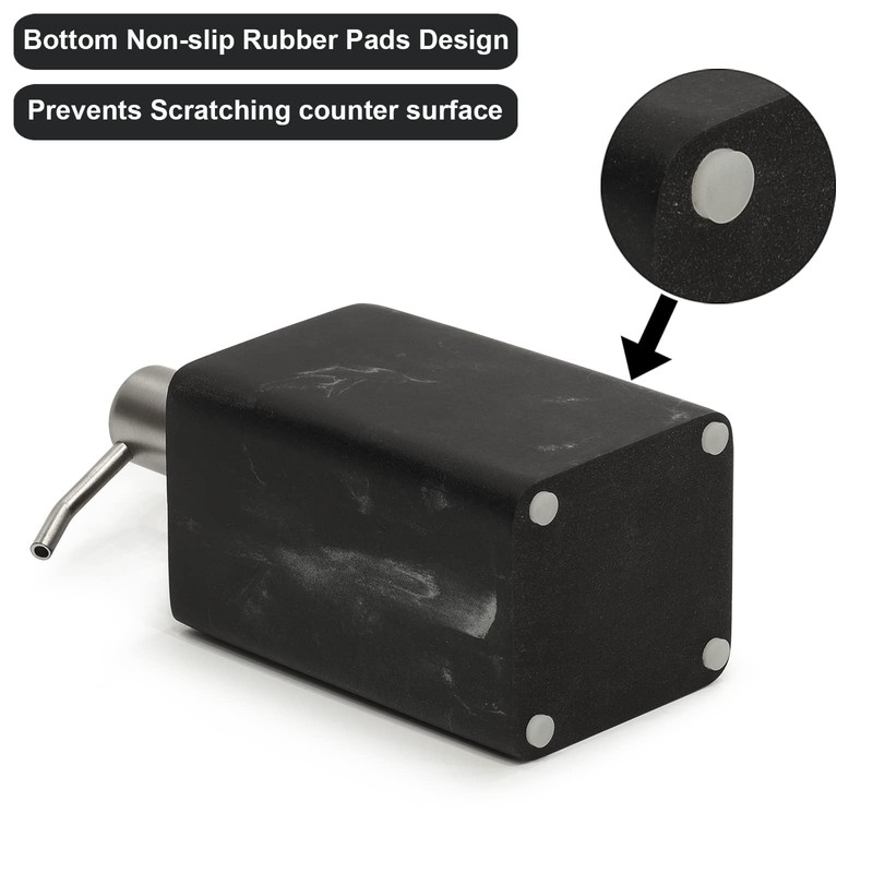 2Pcs 15Oz Black Marble Style Resin Soap Dispenser Set, Refillable
