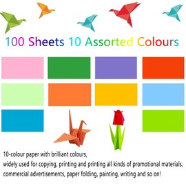 shypeg Origami Paper Square 100 Sheets Colorful Double Sided Folding Paper 10 Vivid Colors 6 Inch Easy Origami Book Beginner Art Project Kit for Beginners Training Craft Birthday Gift