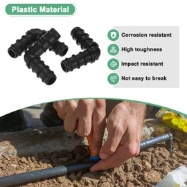M METERXITY 10-Pack Drip Irrigation Barbed Fittings, for 3/8 Inch Elbows Tubing Connector Plastic Coupling Irrigation Parts for Garden/Greenhouse/Aquarium/Flower Pot, Drip Pipe Accessories