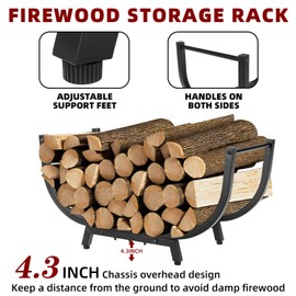 DNKMOR 30INCH Firewood Rack for Outdoor&Indoor,Heavy Duty Stable Log Holder for Fireplace Wood,Durable Metal Wood Storage Rack