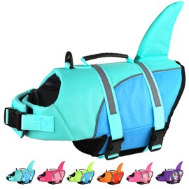 Doglay Dog Life Jacket, Ripstop Cute Shark Dog Life Jacket with Superior Buoyancy and Rescue Handle, Adjustable Dog Life Vests for Swimming Boating, Pet Flotation Vest for Small Medium Large Dogs