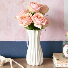 SEUYUCL 8 Inch White Ceramic Vase, Modern Flower Vases for Centerpieces Decorative Vase Home Decor, Minimalist Tall Vases for Bouquet Table Living Room Office Wedding Farmhouse Decor