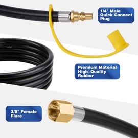 WADEO 17 FT Propane Quick Connect Hose for RV to Gas Grill, 1/4" RV Quick Connect Propane Hose for 1 LB Throwaway Bottle or Connects 1 LB Portable Appliance to RV 1/4" Female Quick Disconnect