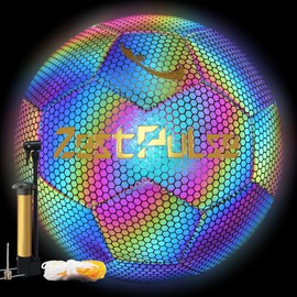 ZestPulse Holographic Reflective Soccer Ball Size 5 for Adults, High Visibility for Night Games, Training | Ideal Gift for Soccer Fans (Dark)