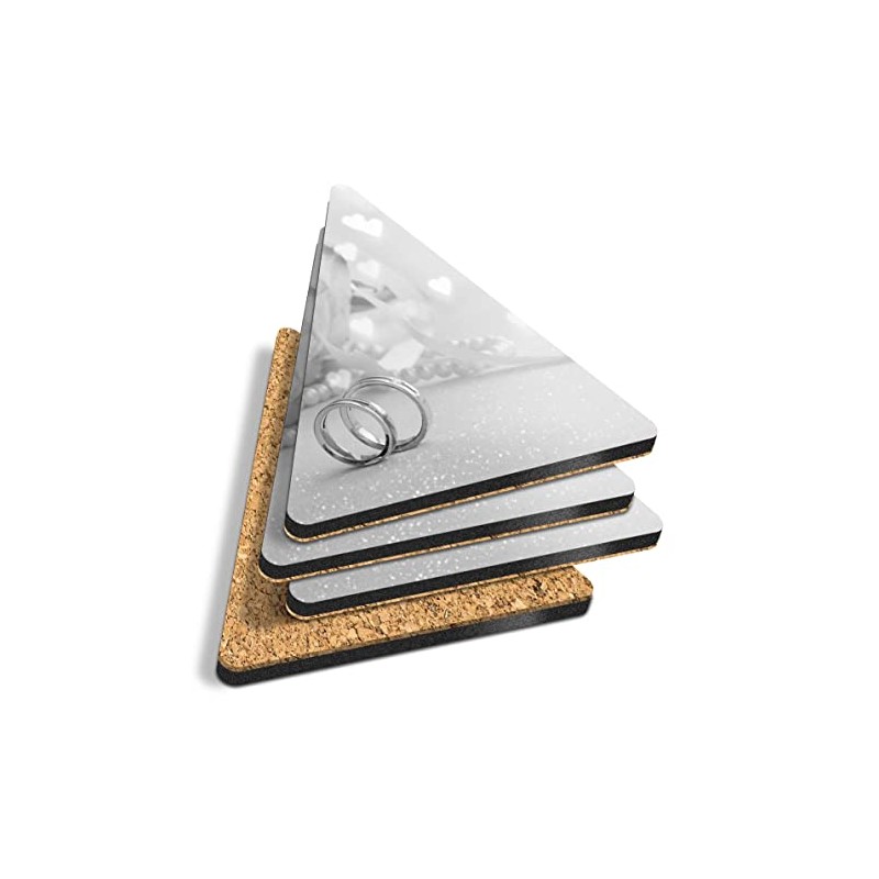 4 x Triangle Coasters - BW - Delicate Love Heart