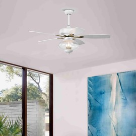 HbasdLH Modern White 52-Inch Low Profile Ceiling Fan with Remote Control - 3 Speeds, Quiet Operation - Bedroom Decor Upgrade (Bulbs Not Included)