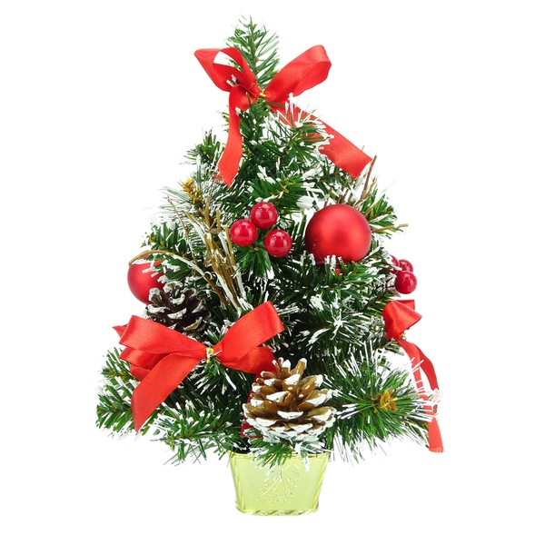 Christmas Concepts® 30cm (12") Frosted Christmas Tree With Red Decorations